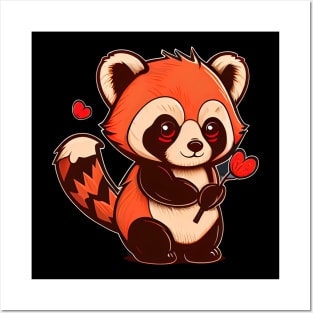 Valentine Red Panda Posters and Art